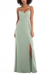 After Six Tie Back Cutout Chiffon Gown In Willow Green