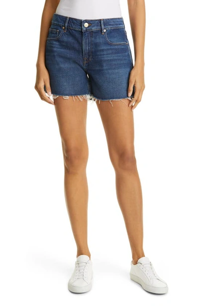 Frame Le Cut Off Mid-rise Fitted Raw Hem Denim Shorts In Clint