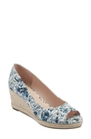 Bandolino Women's Nuri Peep-toe Espadrille Wedge Sandals Women's Shoes In Navy Floral Multi