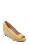 Bandolino Women's Nuri Peep-toe Espadrille Wedge Sandals Women's Shoes In Yellow