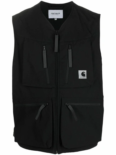 Carhartt Logo-patch Zipped Vest In Black