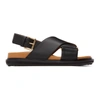 Marni Crisscross Slingback Flat Sandals In Zi837 Black+cereal