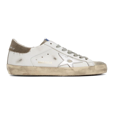 Golden Goose White & Grey Superstar Trainers In White/ice/s