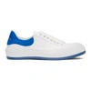 Alexander Mcqueen White Deck Plimsoll Low Top Sneakers In White,blue