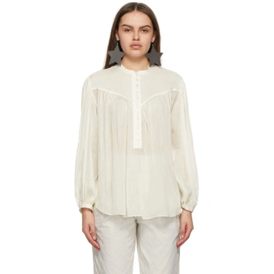 Isabel Marant Kiledia Cotton And Silk-blend Crepon Blouse In Beige