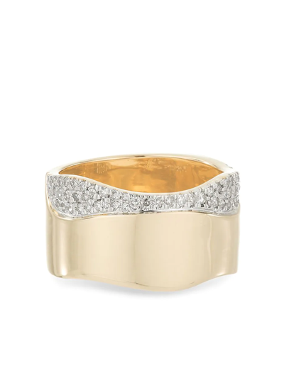 Adina Reyter 14k Yellow Gold Wave Diamond Cigar Ring