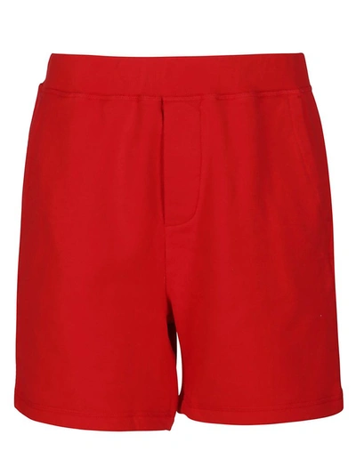 Dsquared2 Icon Cotton Track Shorts In Red