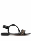 FENDI FENDI WOMEN'S BLACK LEATHER SANDALS,8X8094AEH6F1D1V 37