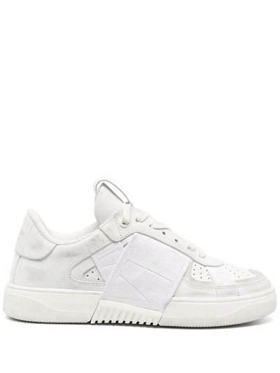 Valentino Garavani Vl7n Distressed-effect Leather Trainers In White