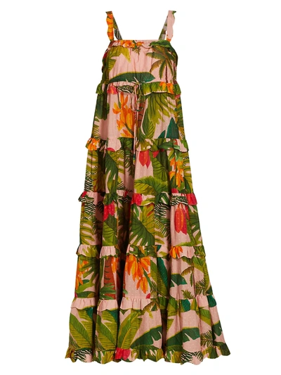 farm rio pink and green dress Artsy Flora Green Sleeveless Midi Dress by Farm Rio main image 1