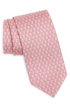 Ferragamo Elephant & Gancio Print Silk Tie In Rosa