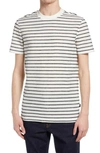 Hugo Boss - Tiburt 223 Open White Regular-fit Cotton-linen T-shirt With Horizontal Stripes 50450786 - Atterley