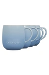 Le Creuset Set Of Four 14-ounce Stoneware Mugs In Coastal Blue