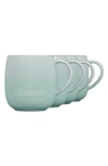 Le Creuset Set Of Four 14-ounce Stoneware Mugs In Ice Green