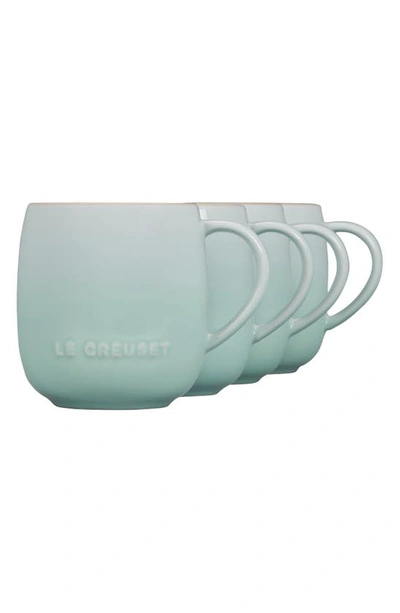 Le Creuset Set Of Four 14-ounce Stoneware Mugs In Ice Green