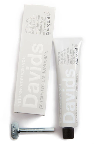 Davids Natural Toothpaste Premium Natural Toothpaste & Metal Key In Charcoal
