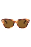 Ray Ban 52mm Square Sunglasses In Stripd Havana