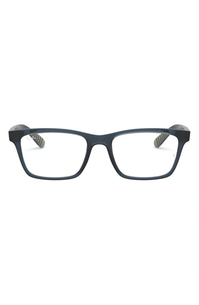 Ray Ban 55mm Square Optical Glasses In Transparent Blue