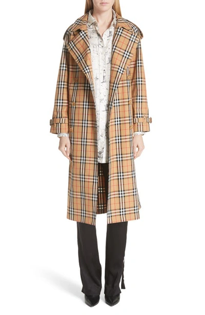 Burberry Eastheath Vintage Check Trench Coat In Antique Yellow