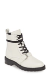 Allsaints Donita Combat Boot In White/ White Leather