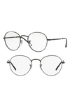Ray Ban 49mm Round Optical Glasses In Matte Black