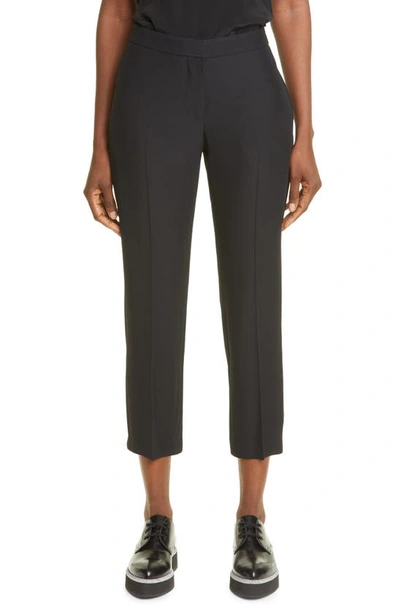 Alexander Mcqueen Leaf Crepe Cigarette Trousers In Black