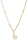 Argento Vivo Sterling Silver Rondelle Script Initial Pendant Necklace In Gold K