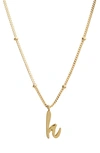 Argento Vivo Sterling Silver Rondelle Script Initial Pendant Necklace In Gold H