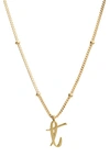 Argento Vivo Sterling Silver Rondelle Script Initial Pendant Necklace In Gold T