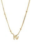 Argento Vivo Sterling Silver Rondelle Script Initial Pendant Necklace In Gold N