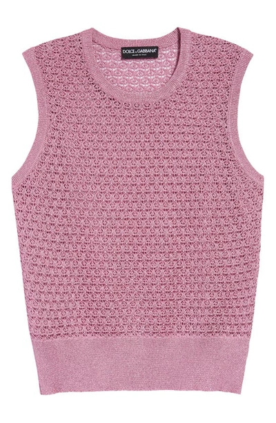 Dolce & Gabbana Metallic Crewneck Vest In Pink