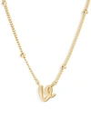 Argento Vivo Sterling Silver Rondelle Script Initial Pendant Necklace In Gold V