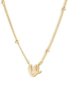 Argento Vivo Rondelle Script Initial Pendant Necklace In Gold V
