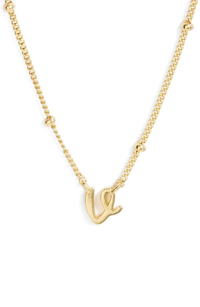 Argento Vivo Sterling Silver Rondelle Script Initial Pendant Necklace In Gold V