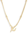Argento Vivo Sterling Silver Rondelle Script Initial Pendant Necklace In Gold X