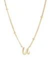 Argento Vivo Sterling Silver Rondelle Script Initial Pendant Necklace In Gold U