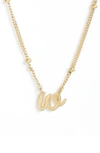 Argento Vivo Sterling Silver Rondelle Script Initial Pendant Necklace In Gold W