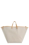 BURBERRY X-LARGE BEACH LOGO CANVAS TOTE,8039079