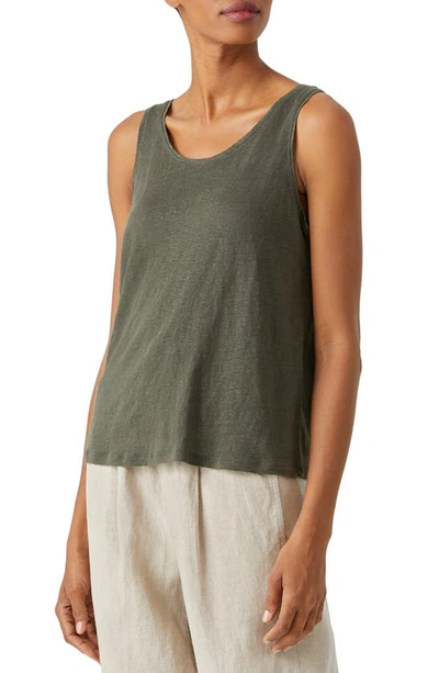 Eileen Fisher Organic Linen Tank In Seaweed