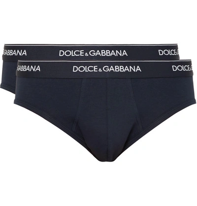 Dolce & Gabbana Pack Of 2 Stretch Jersey Briefs In Navy