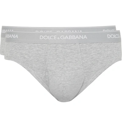Dolce & Gabbana Pack Of 2 Stretch Jersey Briefs In Gray