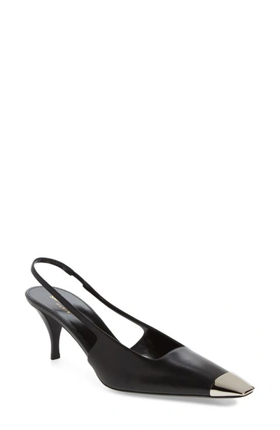 Saint Laurent Metal Toe Blade Slingback Pump In Black