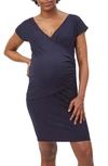 Stowaway Collection Drop Shoulder Maternity/nursing Dress In Navy