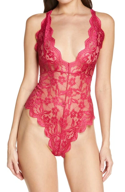 Oh La La Cheri Cortney Lace Bodysuit In Cherries Jubilee