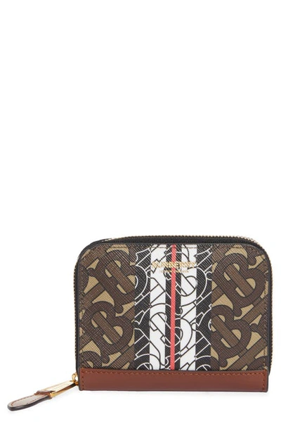 Burberry E-canvas Monogram Clutch In Bridle Brown