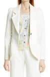 Smythe Peaked Lapel Military Wool Blend Blazer In Ivory