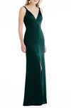 Lovely Neve Twist Strap Satin Charmeuse Gown In Evergreen