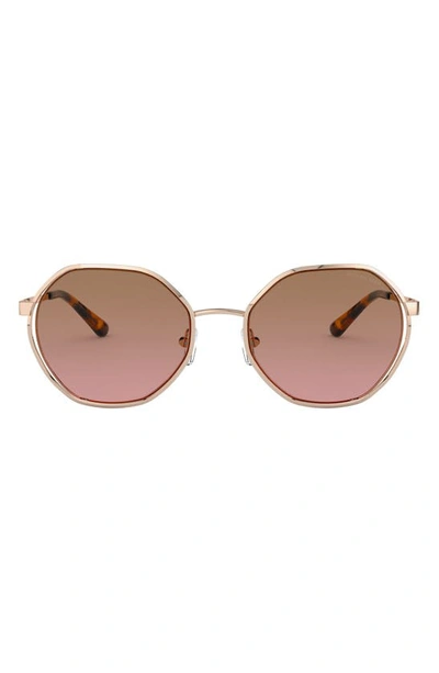 Michael Kors 57mm Gradient Round Sunglasses In Gold Rose