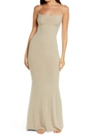 skims ribbed slip dress in taupe SKIMS Soft Lounge Ribbed Long stretch-modal slip dress - Heather Grey