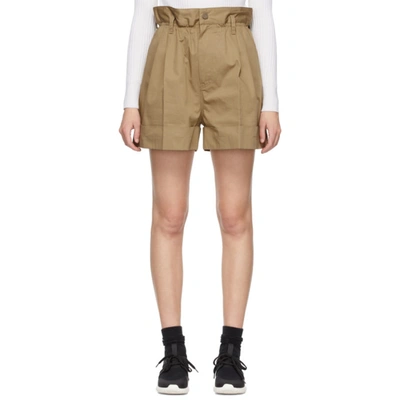 Moncler Paperbag-waist Cotton Shorts In Neutrals